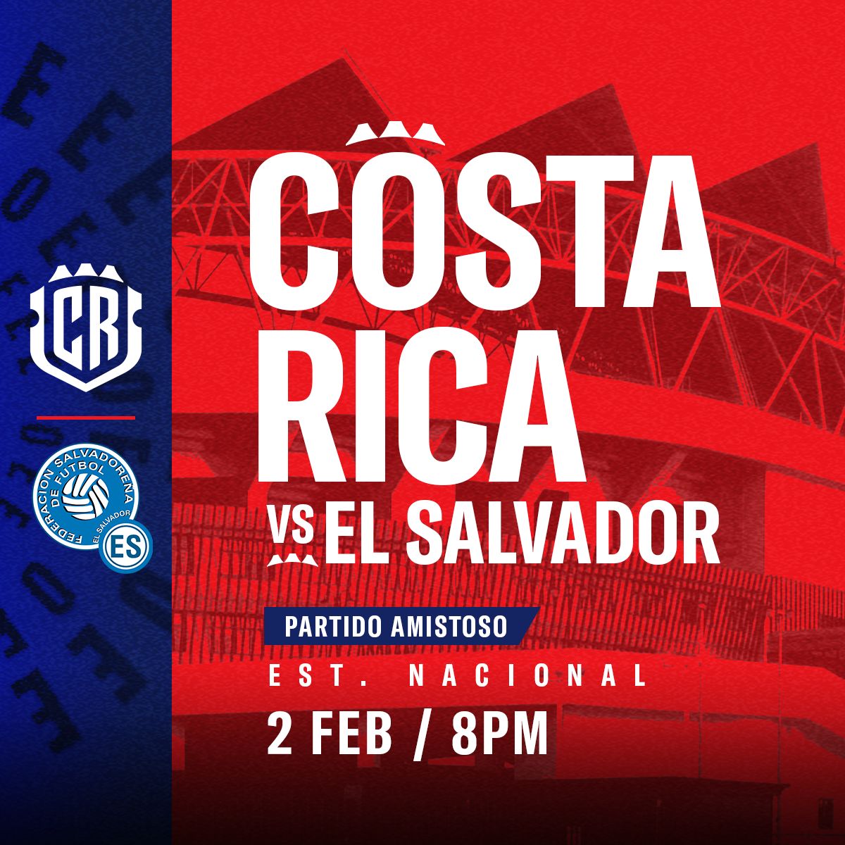 Selección Nacional enfrentará en amistoso a El Salvador el 2 de febrero en el Estadio Nacional.